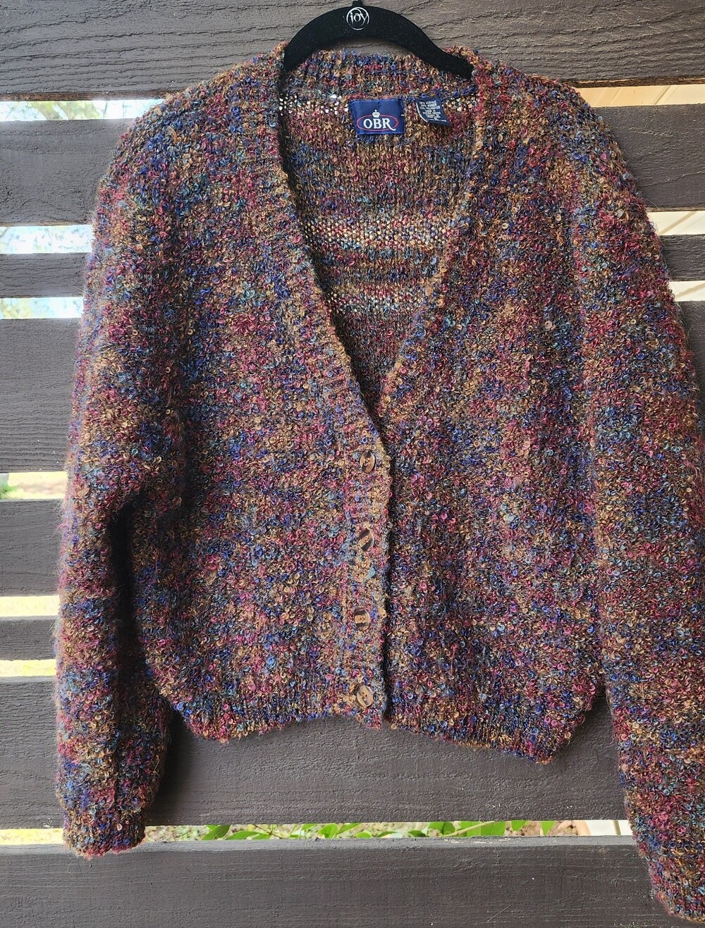 Vintage Bouclé Button Down Crop Sweater Mohair Oversize Size Medium